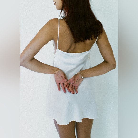 Vintage coquette 100% silk slip dress in ivory cream. - Picture 4 of 4